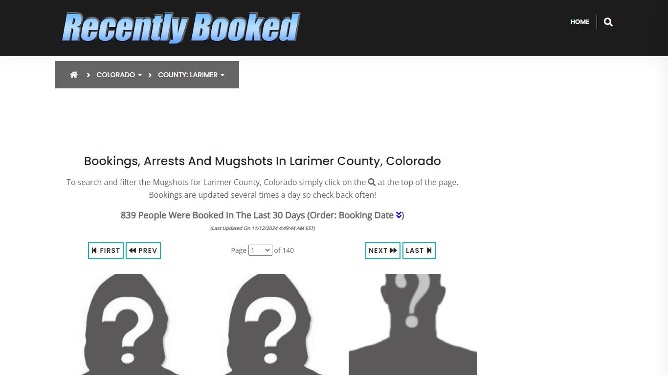 Bookings, Arrests and Mugshots in Larimer County, Colorado