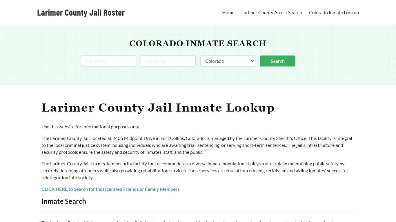 Larimer County Jail Roster Lookup, CO, Inmate Search