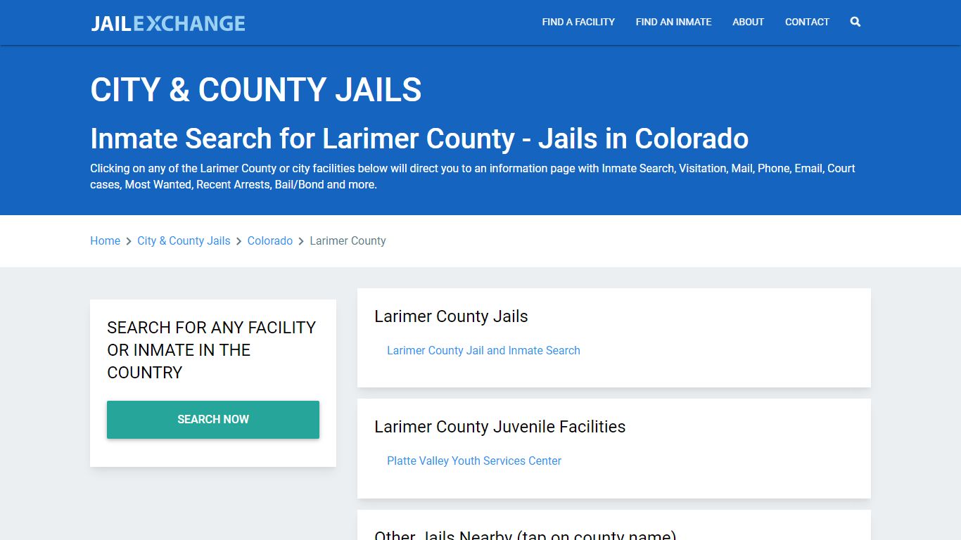 Inmate Search for Larimer County | Jails in Colorado - Jail Exchange